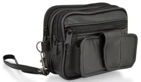 Woodland Leathers Black Leather Phone Pocket Belt Bag
