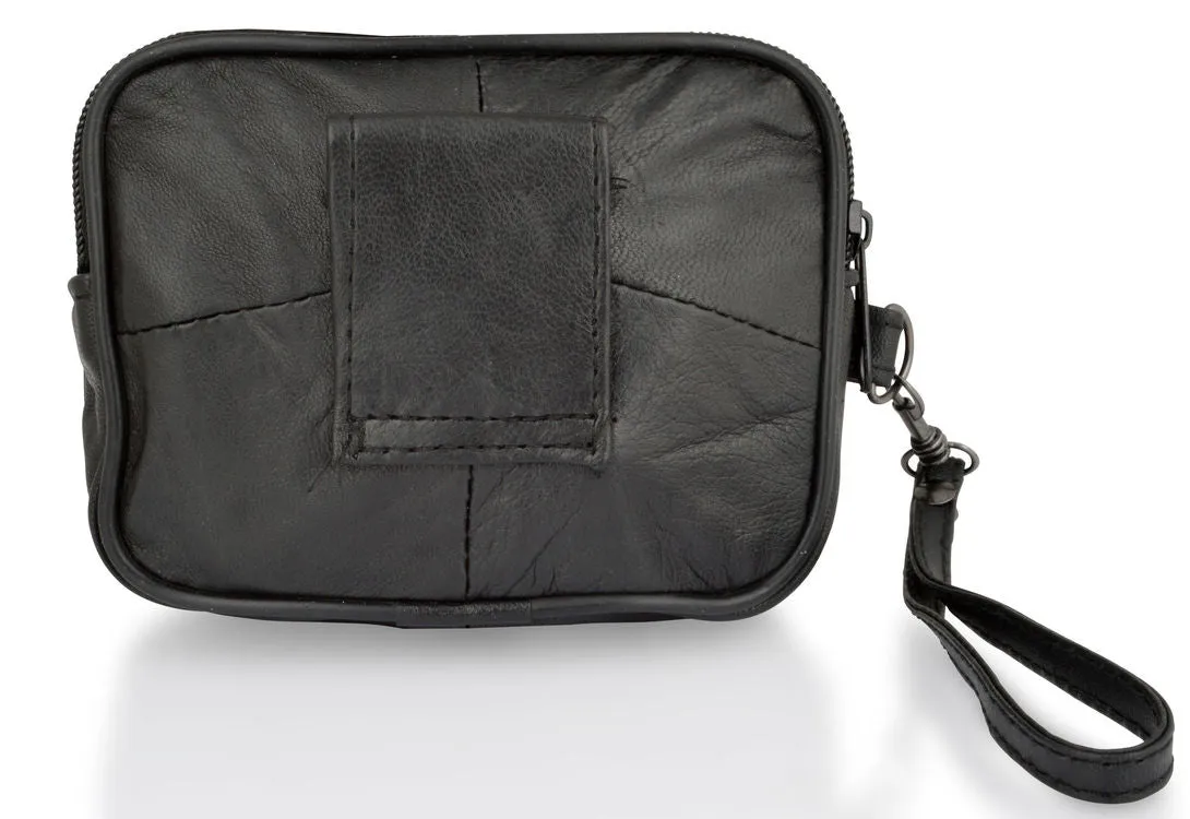 Woodland Leathers Black Leather Phone Pocket Belt Bag