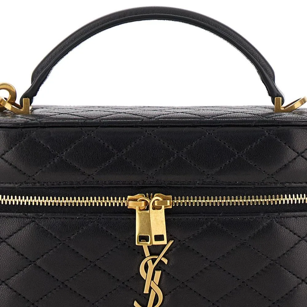 Yves Saint Laurent Black Vanity Bag With Cassandre In Quilted Leather Woman