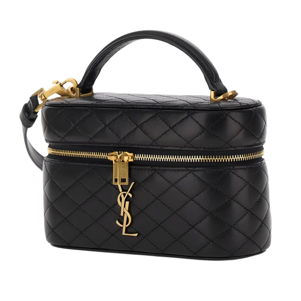 Yves Saint Laurent Black Vanity Bag With Cassandre In Quilted Leather Woman