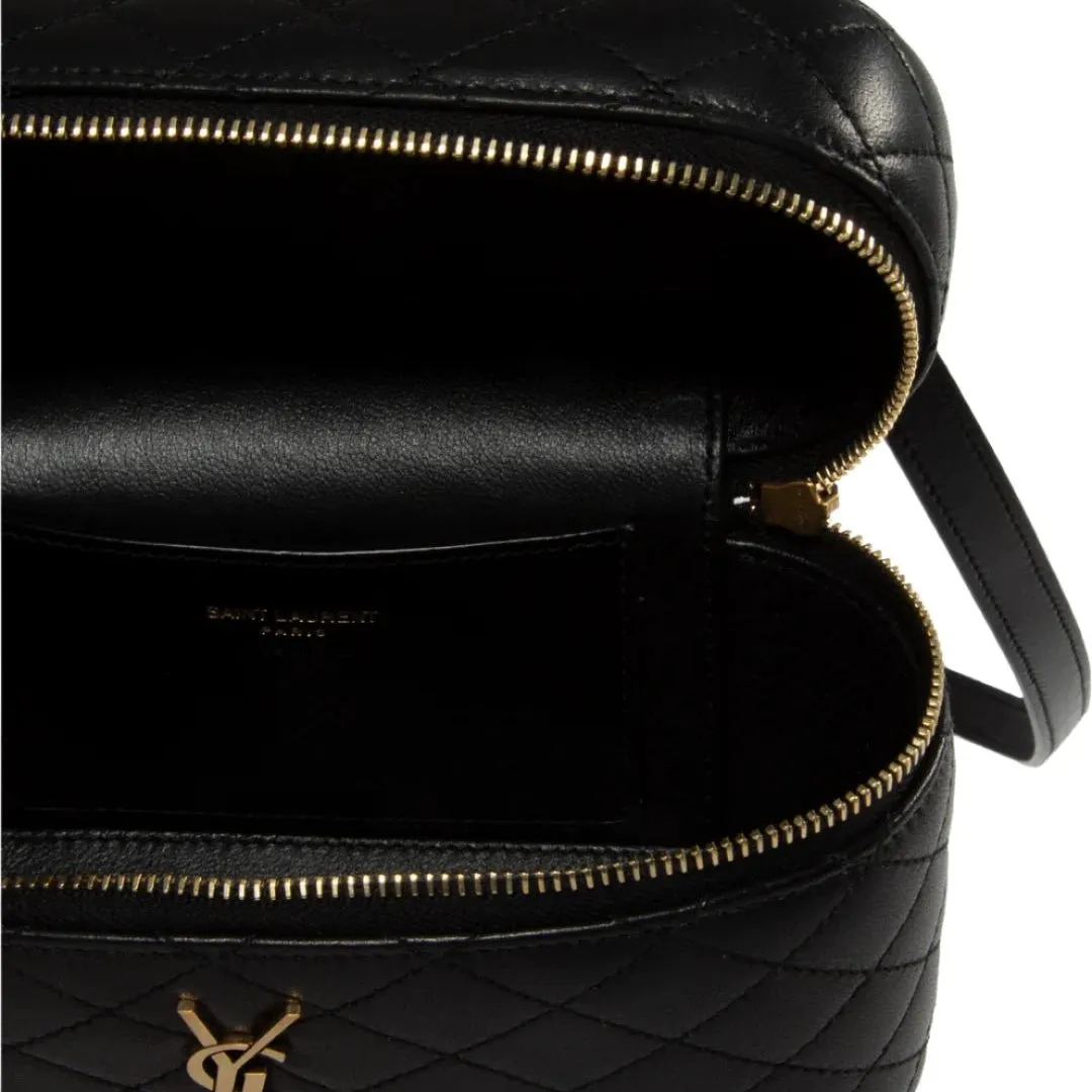 Yves Saint Laurent Black Vanity Bag With Cassandre In Quilted Leather Woman